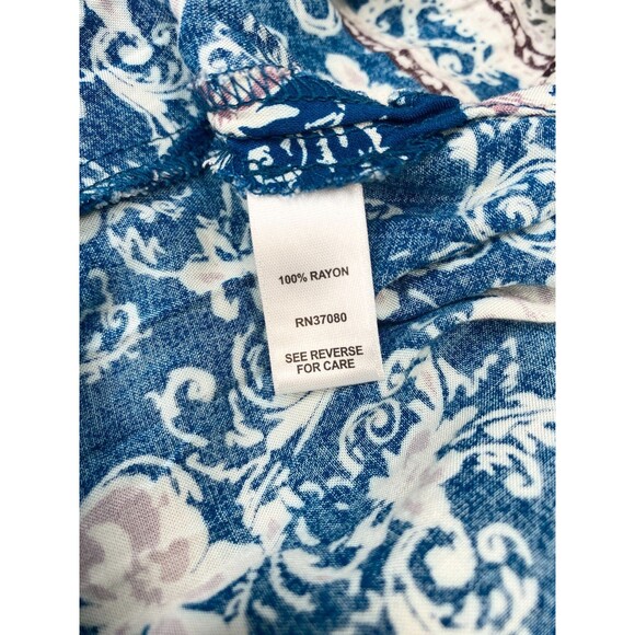 Cato Peasant Tunic Top 14W/16W  Blue Boho Chic Cottagecore Fall Ready Tab Sleeve - Picture 9 of 10